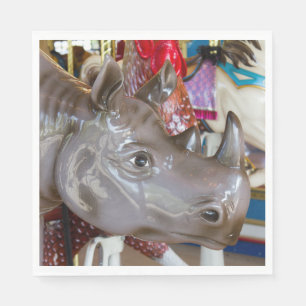 Nashorn-Karussell-Fahrt auf Fröhlich-Gehen-Rundes Serviette