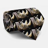 Nashorn-Kopf, schwarzer Hintergrund Krawatte (Gerollt)