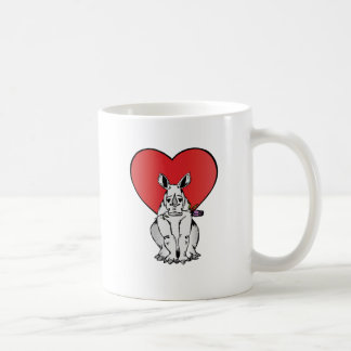 Nashorn mit Valentinstagherzen Kaffeetasse
