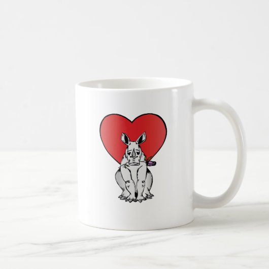 Nashorn mit Valentinstagherzen Kaffeetasse (Rechts)