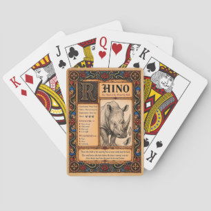 Nashorn, mittelalterliche Bestiarien-Kunst Spielkarten