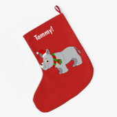 Nashorn oben gekleidet für Weihnachten! Großer Weihnachtsstrumpf (Rückseite (Hängend))