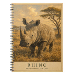 Nashorn ostafrikanische Savanne VINTAGE Notizblock