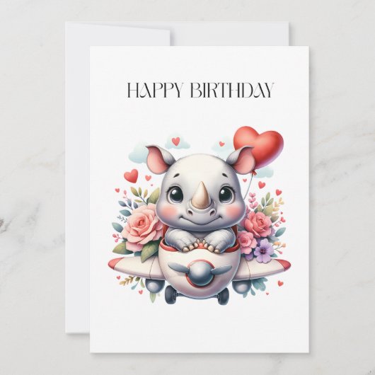 Nashorn-Pilot Geburtstag Einladung (Vorderseite)