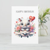 Nashorn-Pilot Geburtstag Einladung (Stehend Vorderseite)