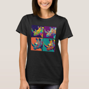 Nashorn-Pop-Art-Illustration Bunte Tier Frauen T-Shirt