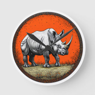 Nashorn Runde Wanduhr