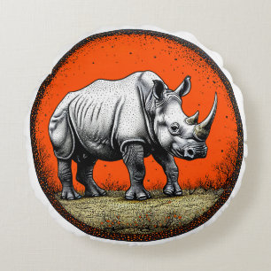 Nashorn Rundes Kissen