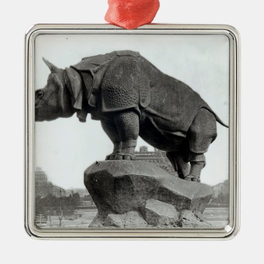Nashorn Silbernes Ornament (Vorne)