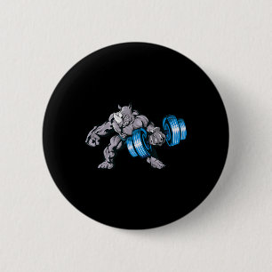 Nashorn stemmt Gewichte Bodybuilding Bestie Fitnes Button
