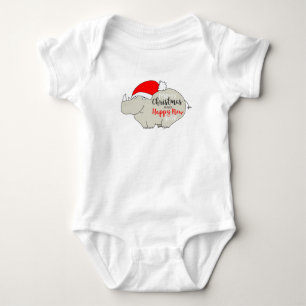Nashorn Süß Cartoon Weihnachten Baby Strampler
