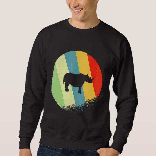 Nashorn Tier Rund Mit Retro-Farben Sweatshirt (Vorderseite)