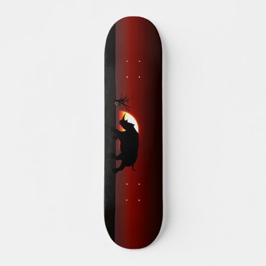 Nashorn und roter Sonnenaufgang Skateboard (Vorne)