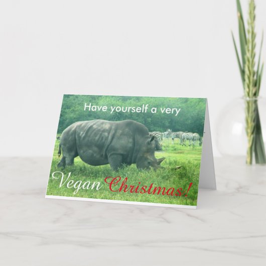 Nashorn-vegane Weihnachtskarte Feiertagskarte (Vorderseite)