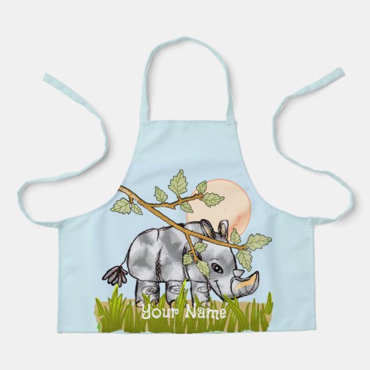 Nashorn Versteckend Schürze (Vorderseite)