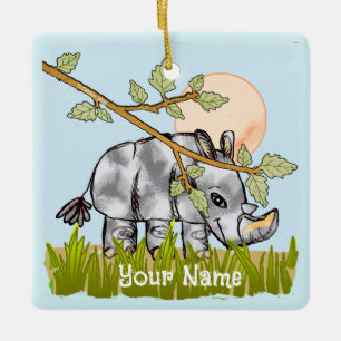 Nashorn versteckt sich keramikornament