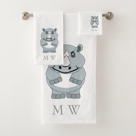 Nashorndesign Monogrammiert Badhandtuch Set (Insitu)