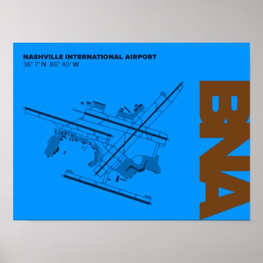 Nashville Airport (BNA) Diagramm Poster (Vorne)