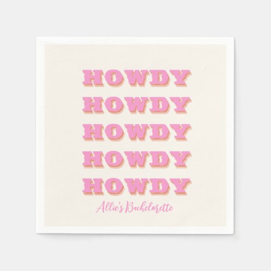 Nashville Bachelorette Howdy Pink Party Napkins Serviette (Vorderseite)