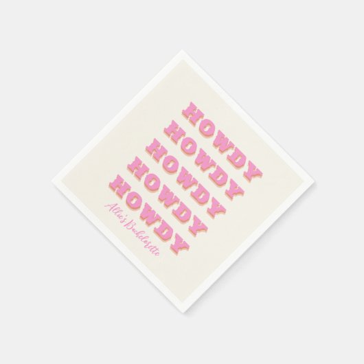 Nashville Bachelorette Howdy Pink Party Napkins Serviette (Ecke)
