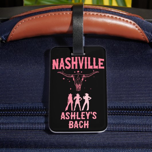 Nashville Bachelorette letzter Bash in Nash Cowgir Gepäckanhänger (Rückseite Insitu 4)