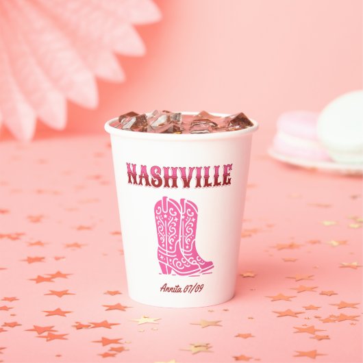 nashville bachelorette party country pink boots pappbecher (Insitu)