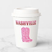 nashville bachelorette party country pink boots pappbecher (Rückseite)