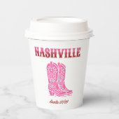 nashville bachelorette party country pink boots pappbecher (Vorderseite)