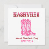 nashville bachelorette party pink cowgirl einladung (Vorderseite)
