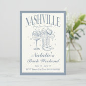 Nashville Bachelorette Rodeo Cocktail Tour Einladung (Stehend Vorderseite)
