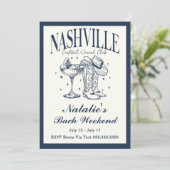 Nashville Bachelorette Rodeo Cocktail Tour Einladung (Stehend Vorderseite)