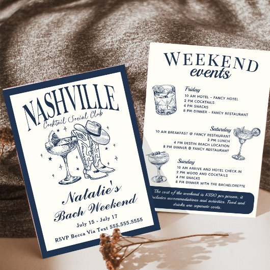 Nashville Bachelorette Rodeo Cocktail Tour Einladung