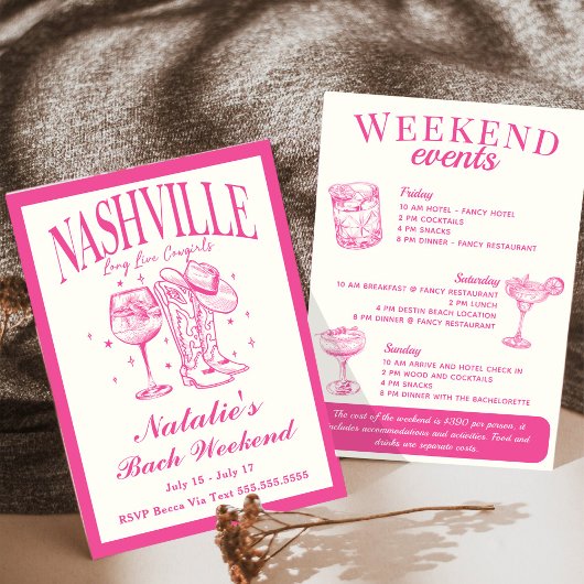Nashville Bachelorette Rodeo Cocktail Tour Einladung