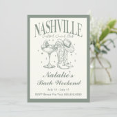 Nashville Bachelorette Rodeo Cocktail Tour Einladung (Stehend Vorderseite)