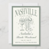 Nashville Bachelorette Rodeo Cocktail Tour Einladung (Vorderseite)