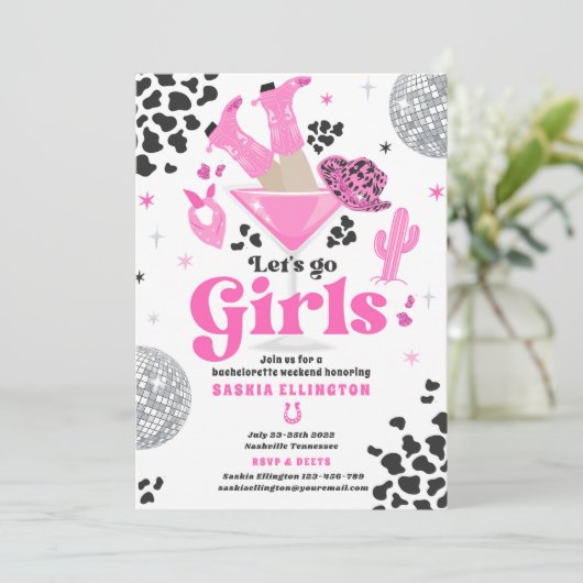 Nashville Bachelorette Rodeo Weekend Tour Einladung (Stehend Vorderseite)