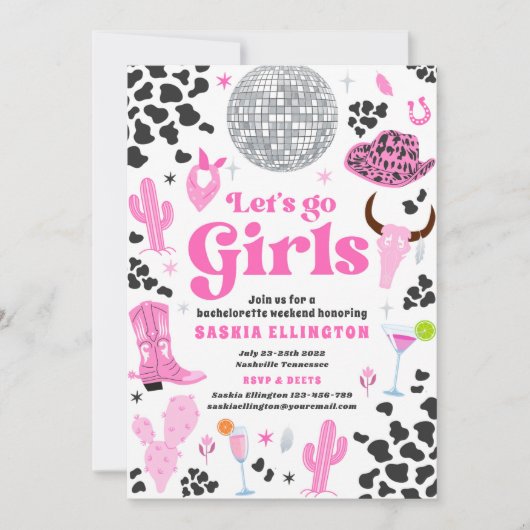 Nashville Bachelorette Rodeo Weekend Tour Einladung (Vorderseite)