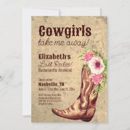 Nashville Bachelorette Rustikales Pink Cowgirl Einladung