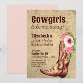 Nashville Bachelorette Rustikales Pink Cowgirl Einladung