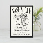 Nashville Bachelorette Social Cocktail Tour Einladung (Stehend Vorderseite)