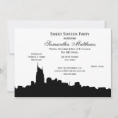 Nashville Black Skyline Silhouette Sweet 16 Einladung (Vorderseite)