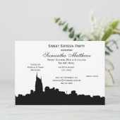 Nashville Black Skyline Silhouette Sweet 16 Einladung (Stehend Vorderseite)