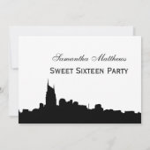 Nashville Black Skyline Silhouette Sweet 16 Einladung (Rückseite)
