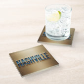 Nashville Blue Gold Coaster Set Glasuntersetzer (Schrägansicht)