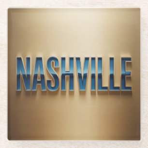 Nashville Blue Gold Coaster Set Glasuntersetzer