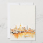 Nashville City Skyline Watercolor Paare Dusche Einladung (Rückseite)