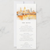 Nashville City Skyline Watercolor Wedding Menu Einladung (Vorderseite)