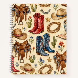 Nashville Cowboy-Stiefel Sattel Western Notizblock