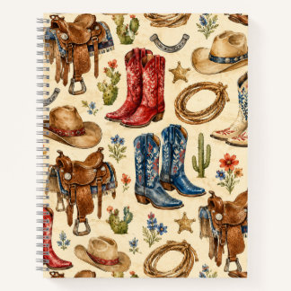 Nashville Cowboy-Stiefel Sattel Western Notizblock
