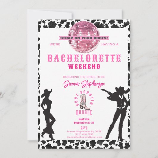 Nashville Cowgirl Disco Rodeo Bachelorette Einladung (Vorderseite)